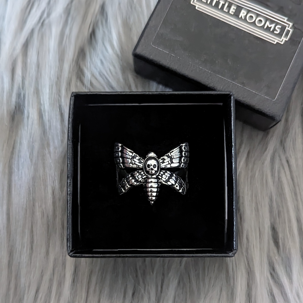 Little Rooms Size 6 Sterling Silver Clarice Death's Head Moth Ring